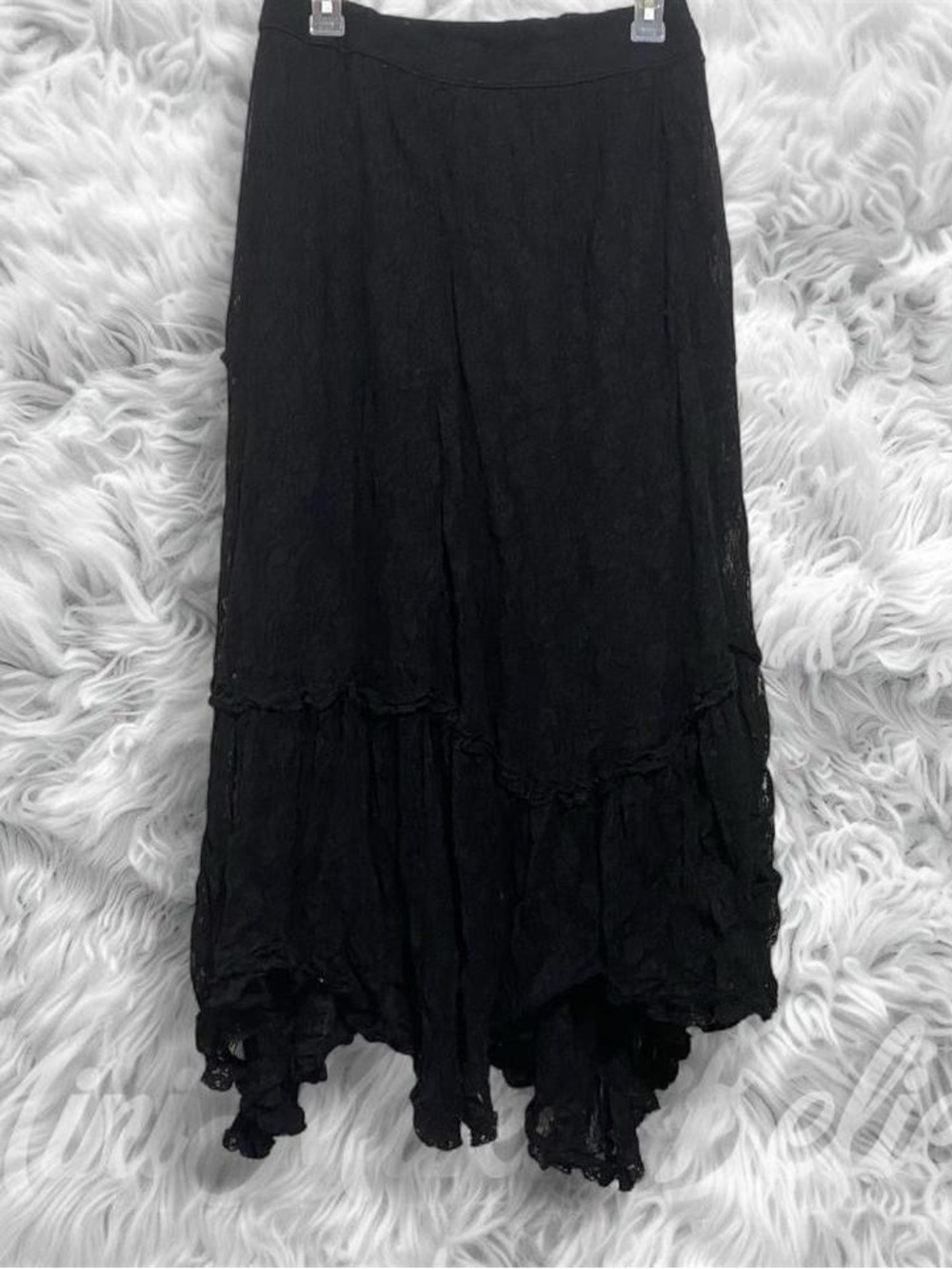 American Eagle Outfitters Black Asymmetrical Tiered Maxi Skirt